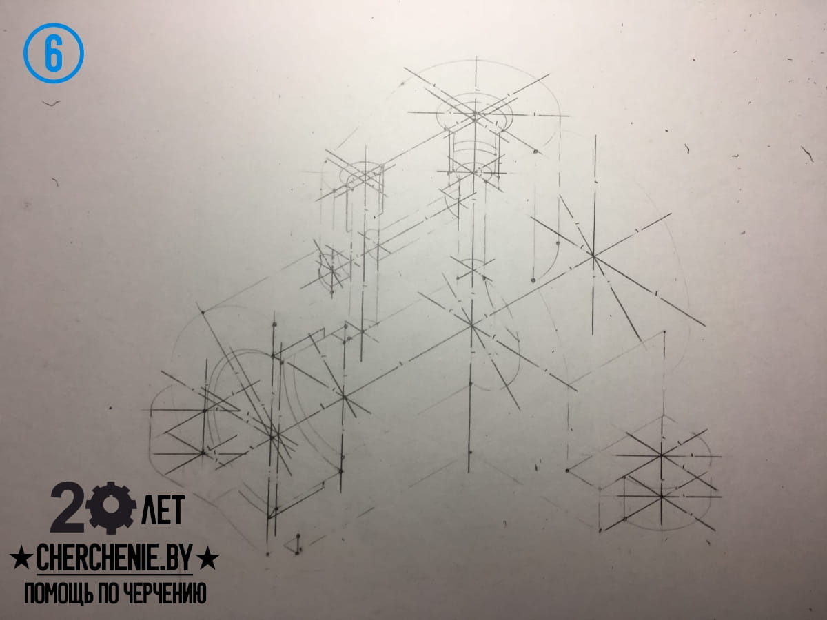 Пример построение аксонометрических проекций корпуса